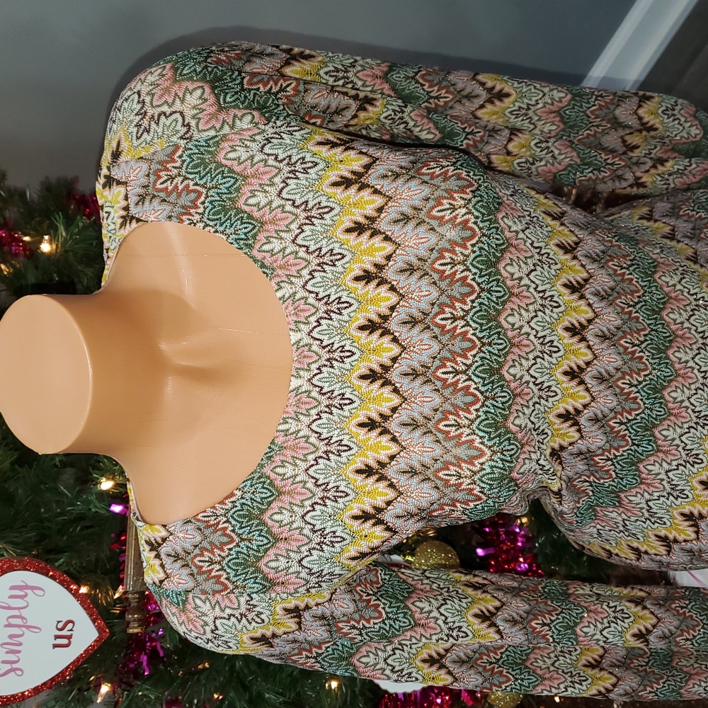 Multicolor Sparkle Boho Patterned Women's Top - Picture 2 of 8